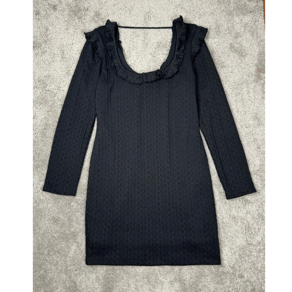 19 Cooper Ruffle Long Sleeve Knit Dress Black XL Coquette Whimsigoth Romantic - Picture 4 of 13